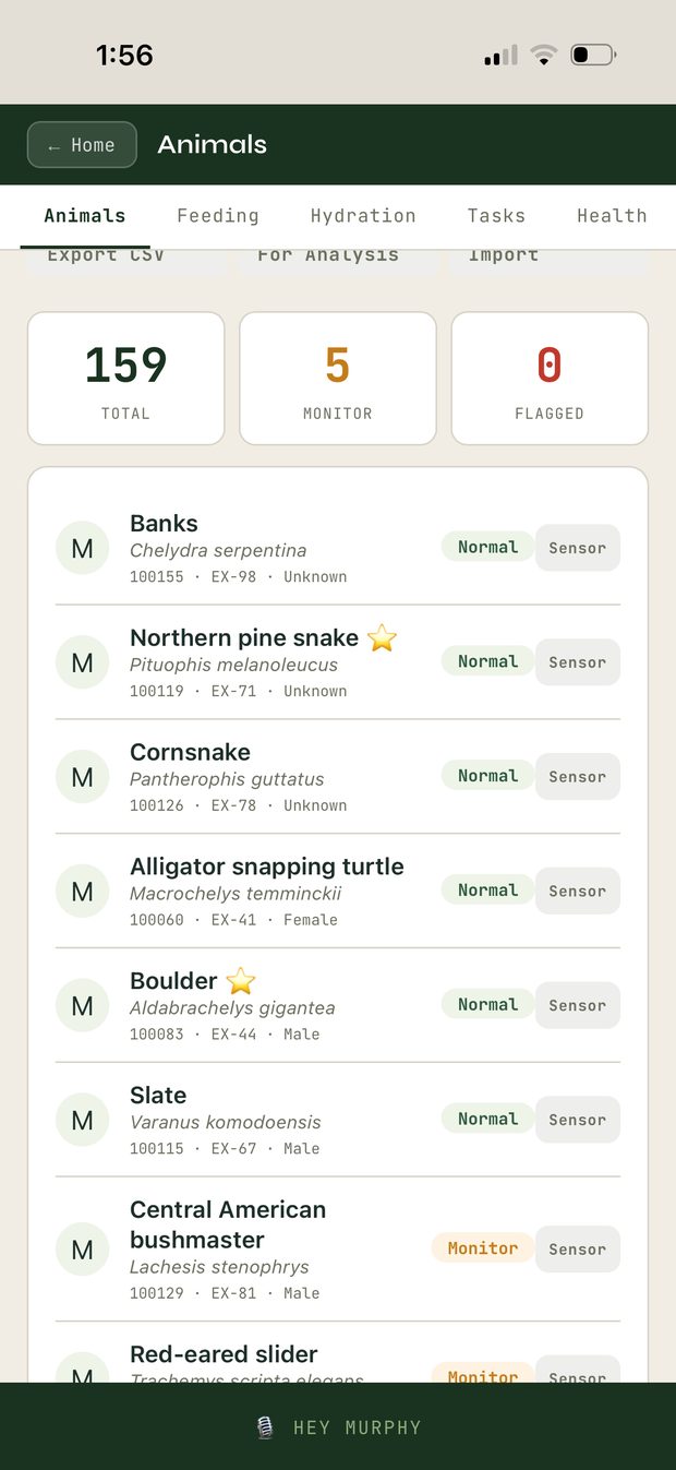 Animals list