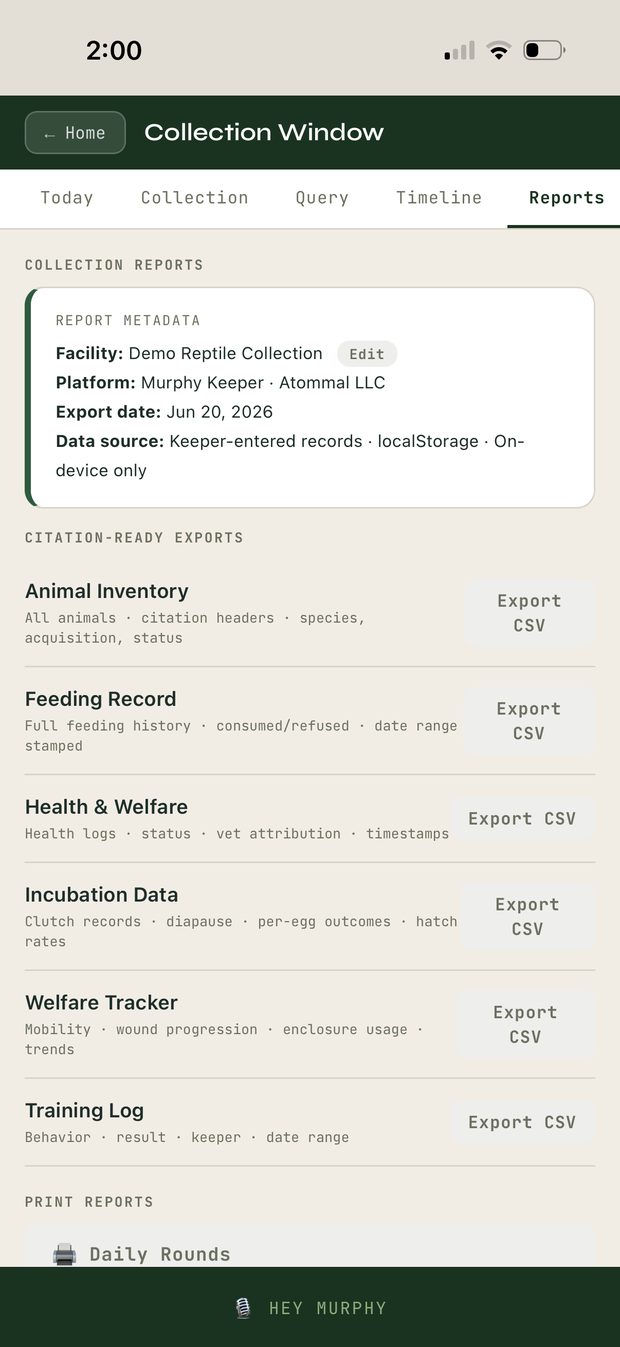 Collection Window Reports