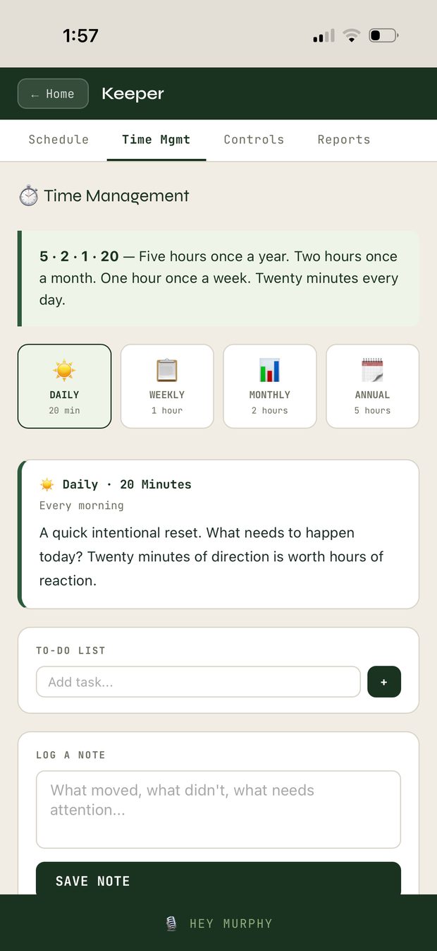 Keeper Time Management