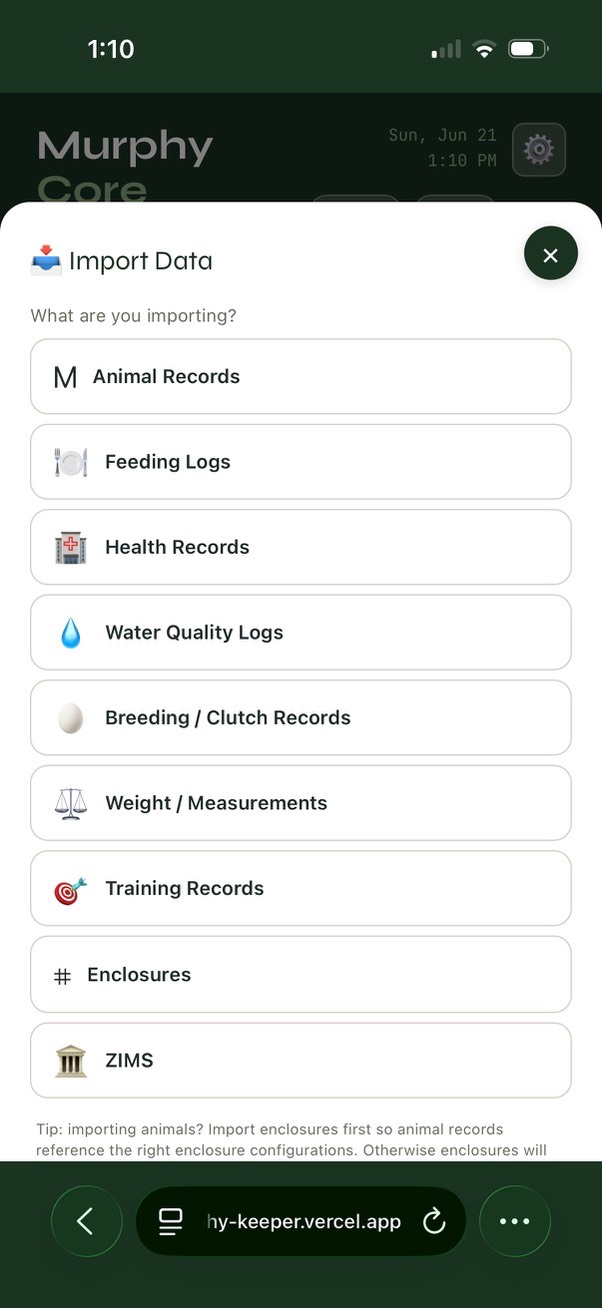 Import Data — choose what you're bringing in